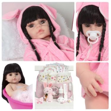 Imagem de Bebe Reborn 100% Silicone Menina Coelho Bolsa Acessórios - Cegonha Reb