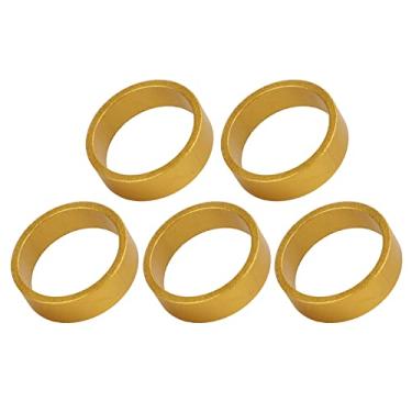 Imagem de Acouto Conjunto de 5 Peças Arruela de Fone de Ouvido de Bicicleta de 10 Mm - Arruelas de Liga de Alumínio Brilhante Garfo Dianteiro de Mountain Bike, Espaçador de Fone de Ouvido Perfeito para (Ouro)