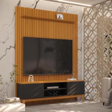 Imagem de Painel Ripado Com Rack TV 75 Polegadas Italia 184cm - Via Nossa, Preto