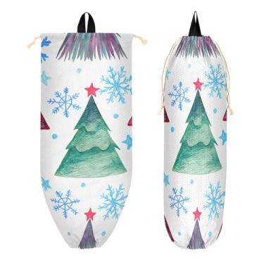 Imagem de xigua Suporte de parede de plástico para árvores de Natal com cordão 1 pacote, organizador de sacolas de supermercado reutilizável para bolsas, meias, roupas íntimas e gravatas