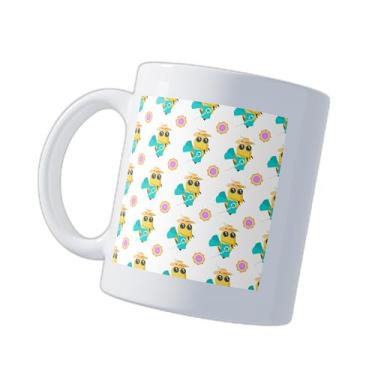 Imagem de Caneca Xícara Para Café Porcelana 300ml Com Desenho Abelha E Besouro