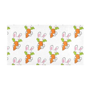 Imagem de Burbuja Tapete de corrida com desenho de coelhinhos de pelúcia antiderrapante tapete de borracha para corredor, quarto, sala de estar, decoração de entrada, lavável na máquina, 51 x 99 cm