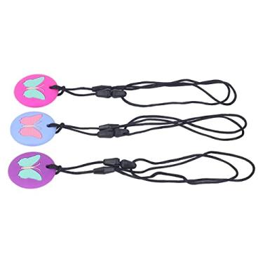 Imagem de Generic Colar de Mastigação Adorável Padrão de Borboleta Ajuda de Dentição para Alívio de Desconforto Infantil, Brinquedo de Dentição de Silicone Portátil para Bebês