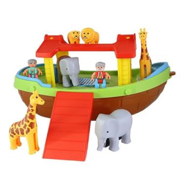 Imagem de Kit com 2 Arca de Noé para Montar, 22 Peças, 2 Bonecos, 6 Animais, Polipropileno, 45x27x26cm, Brinquedo Educativo Infantil