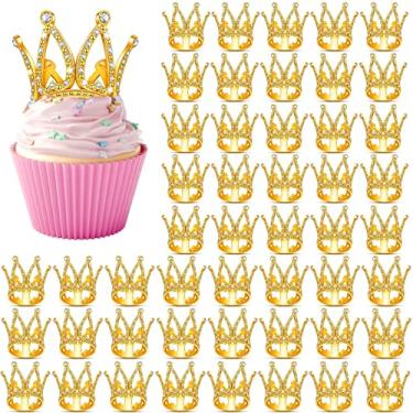 Imagem de Maitys 100 peças, 50 peças, coroa, cupcake, mini coroa, enfeite de bolo, buquê de flores, decorações para aniversário, Natal, inverno, festas, decorações