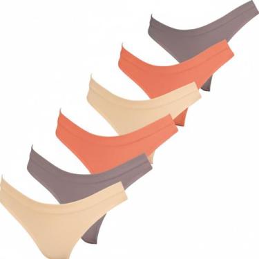 Imagem de Kit 6 Calcinhas Fio Dental Poliamida Calcinha Sem Costura Forro de Alg