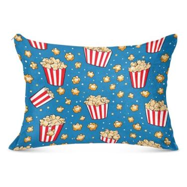 Imagem de Linda capa de almofada de flanela azul pipoca grande decorativa longa para travesseiro padrão Queen King capa de travesseiro de cama macia fofa, tamanho do corpo, 53 cm x 137 cm