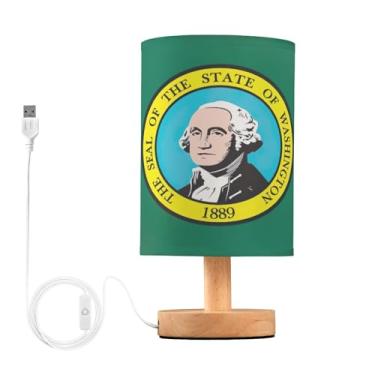 Imagem de Joisal Candeeiros de mesa mini bandeira do estado de Washington com porta USB, luminária pequena para quarto