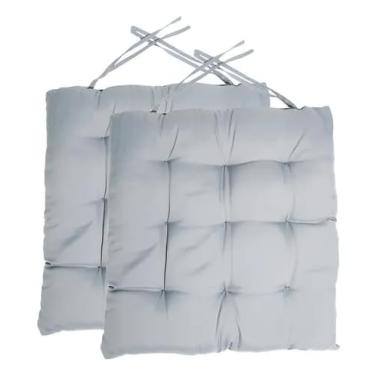 Imagem de Kit 2 Almofadas Assento Cadeira Futton Futon 40x40cm Cores Diversas 100% Poliéster (Cinza)