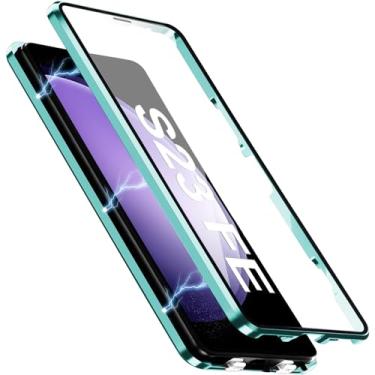 Imagem de [Material de metal] Capa para Samsung Galaxy S23 FE, capa de celular externa com proteção contra quedas de grau militar com tela de vidro integrada e protetor de lente da câmera, capa de metal para