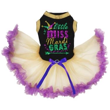 Imagem de Petitebella Vestido Clown Little Miss Mardi Gras Puppy (Preto/Dourado Roxo, PP)