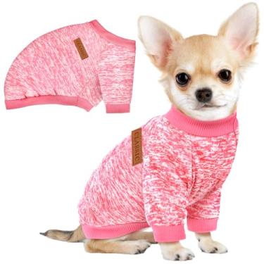 Imagem de Pacote com 3 suéteres para cães pequenos, meninas, meninos, roupas de lã de inverno, quente, macio, para cães, gatos, roupas para animais de estimação (rosa, pequeno)