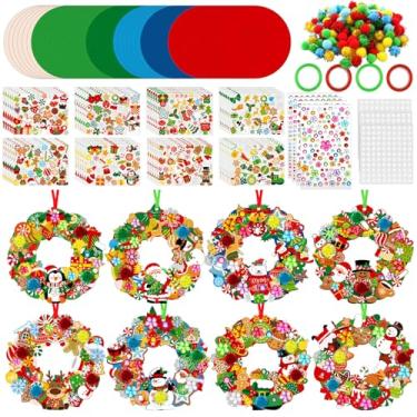 Imagem de Hollowfly Kits de artesanato de guirlanda de Natal DIY guirlanda de Papai Noel enfeites pendurados faça seu próprio papel, artesanato de Natal com adesivos para lembrancinhas de festa de Natal