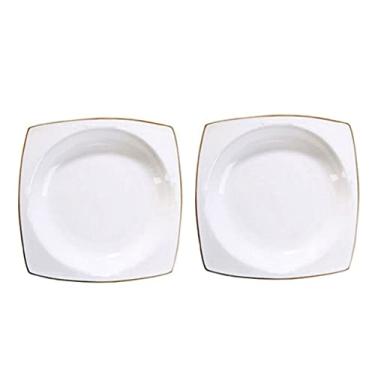 Imagem de Prato de jantar branco de 18 cm, conjunto de louça, pratos de salada, sobremesa, para sobremesa, aperitivo, carne, conjunto de 2 pratos de jantar (tamanho: B) ()