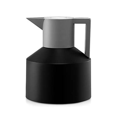 Imagem de Nordic Simple Panela de isolamento a vácuo de aço inoxidável garrafa de água quente de grande capacidade chaleira de café geométrica de alto valor (cor: preto)