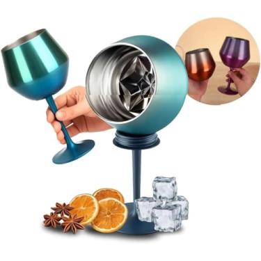 Imagem de Taça Térmica Inox 414ml 2 em 1 Copo Isolado a Vácuo Reutilizável Haste Removível Parede Dupla Gin Vinho ou Cocktail Inquebrável, cores variadas Premium