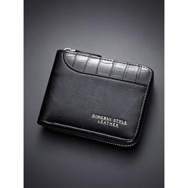 Imagem de Carteira masculina compacta e curta com zíper, porta-moedas, vários compartimentos para cartões, bolso fino para dinheiro, viagens, trabalho, uso diário