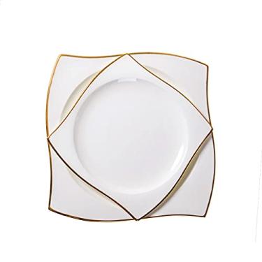 Imagem de Prato de jantar pratos de jantar de cerâmica 25,4 cm 20,3 cm Pratos de servir para macarrão macarrão, bife e pratos de aperitivo, seguro para forno e lava-louças (conjunto de 2) pratos de jantar