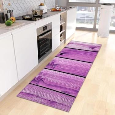 Imagem de Tapete de cozinha de grão de madeira tapete de entrada banheiro corredor antiderrapante piso sala de estar quarto piso decoração de casa 60 x 250 cm