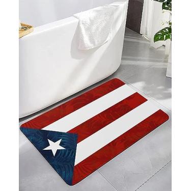 Imagem de FFAFSS Tapete de banho antiderrapante com bandeira de Porto Rico tapetes de banho absorvente tapete de banheiro tapete de banheiro para banheira chuveiro 45 x 76 cm
