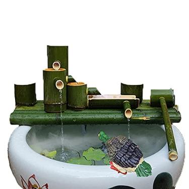 Imagem de Características de água para o jardim pássaro banho fonte de bambu é adequado para decorar tanques de peixes, calhas de pedra, lagoas para embelezar automaticamente paisagens aquáticas (7 (55 cm/21,6