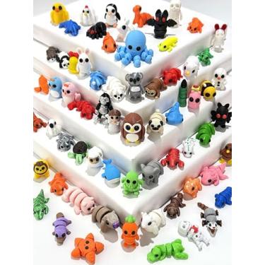 Imagem de 20 peças de estatuetas de animais aleatórias impressas em 3D – pacote misterioso articulado Fidget, para recompensas de formatura, recheios de ovos de Páscoa, presentes de Natal e aniversário