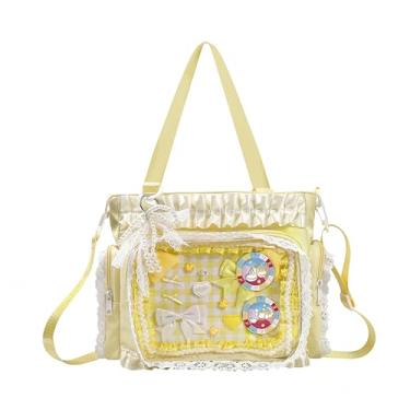 Imagem de KJEYOB Bolsa Ita, bolsa de exibição de pinos transparentes DIY com inserção e acessórios, bolsa transversal anime Kawaii Ita, bolsas de ombro femininas Y2K, Amarelo, Medium, Moderno