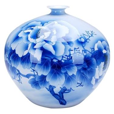 Imagem de Vaso decorativo de cerâmica peônia clássica de alta qualidade para decoração de casa, casa, casamento, sala de estar, quarto, mesa de escritório, decoração de casa