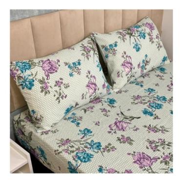 Imagem de Jogo de Lençol Casal 3 Peças 150 Fios Estampado – Lençol com Elástico, Fronhas com Zíper, Cama Box e Padrão (Modelo - 17)