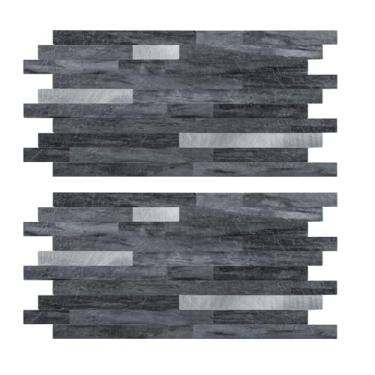 Imagem de Miscasa 12 folhas de pedra autoadesiva 3D com textura 3D Faxu travertino para acampamento Kitehcn Camper, banheiro (caixa de 5,82 m²)