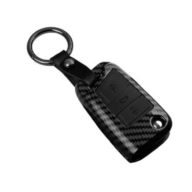 Imagem de Capa de chave de carro de fibra de carbono ABS compatível com VW Golf 7 MK7 Tiguan MK2 compatível com SEAT Ateca Leon FR 2 Ibiza compatível com Skoda Octavia(A Carbon Set 1)
