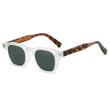 Imagem de HCHES Óculos de Sol Retrô Femininos com Armação em Cores Contrastantes e Proteção UV400 (Verde Transparente)