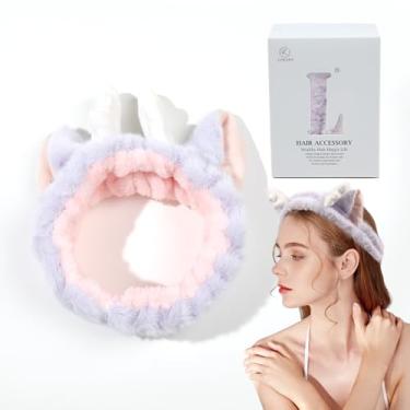 Imagem de Fitas de maquiagem femininas – tiara de spa fofa para lavar o rosto e cuidados com a pele, orelhas de alce fofas, faixa de cabeça de spa para mulheres, presente moderno, acessórios de cabelo de lã