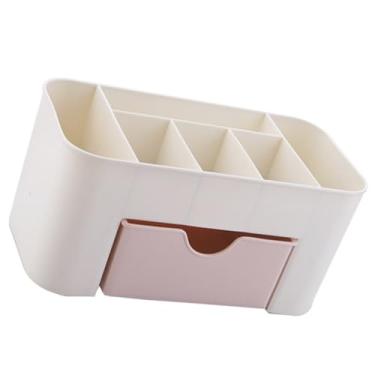 Imagem de Organizador de Cosméticos Mesa Espaçoso Caixa Armazenamento Bijuterias Plástico com Gaveta Múltiplos Compartimentos para Maquiagem Banheiro Vânia Escr