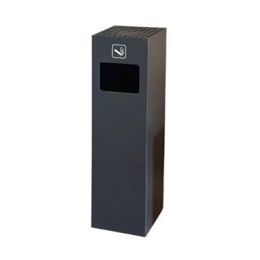 Imagem de Eliminação de pontas de cigarro Pilar vertical de aço inoxidável para cinzas, saguão hotel, lata lixo para tinta cozimento ferro(Preto)