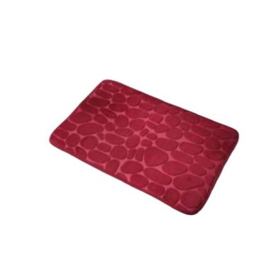 Imagem de Forro de Banheiro Antiderrapante e Absorvente Macio Secagem Rápida para Banheiro Lavabo 60x40cm(PARALELEPIPEDO VINHO,1)