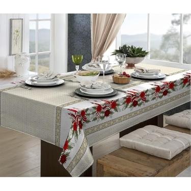 Imagem de Toalha de Mesa Linhão Rústica Oxford - Estampada, 4, 6 e 8 Lugares, Durável e Elegante para Cozinha ou Sala de Jantar(Velas de Natal,2,20x1,40)