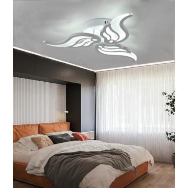 Imagem de Luminária de teto LED moderna e regulável com controle remoto para sala de estar, quarto e sala de jantar. Iluminação embutida para ambientes internos (branca, 3 lâmpadas).