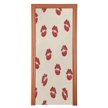 Imagem de ATTX Capa para porta da frente com lábios vermelhos - Decoração de férias de tecido elástico lavável para festas, casa, decoração de porta da frente, 36 x 98 polegadas (403)