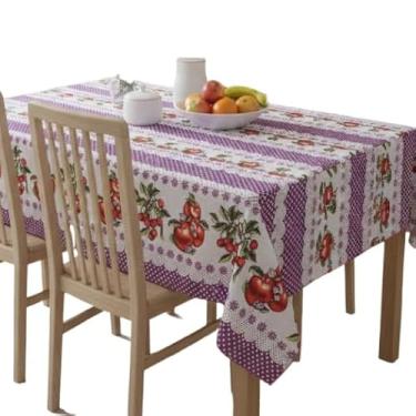 Imagem de Toalha De Mesa Quadrada 4 Lugares 145x145cm Poliéster e Algodão(Cereja Lilas)