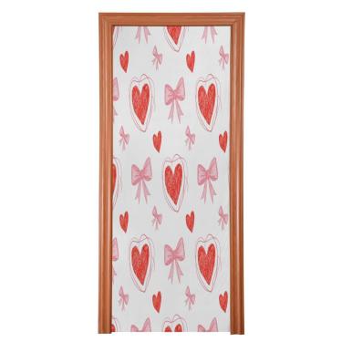Imagem de ATTX Pink Bows Capa para porta da frente do dia dos namorados - Tecido elástico lavável decoração de férias para festas, casa, decoração de porta da frente, 838 x 98 polegadas (838)