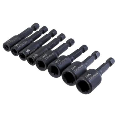 Imagem de Baoblaze Mandril de rosca quadrada para chave de fenda, conjunto de chaves de pinça de troca rápida, adaptador de soquetes para parafusadeira pneumática, 8 Unidades