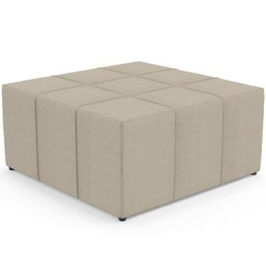 Imagem de Puff Quadrado Milano 90x90cm W01 Linho Bege - LYAM DECOR