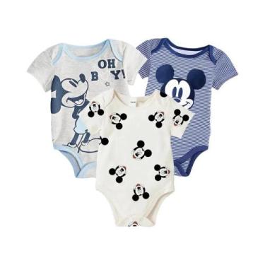 Imagem de Macacões De Algodão Mickey Mouse Para Bebê Menino E Menina, 3 Peças, R