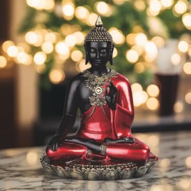 Imagem de ICE ARMOR Estatueta de Buda rezando e meditando de 28,5 cm de altura para decoração de casa/quarto, para inauguração de casa, feriados e aniversários, ótimo item colecionável