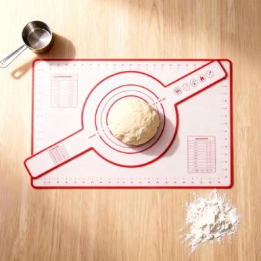 Imagem de Tapete grande de silicone para assar massa antiaderente com guia de medição resistente ao calor balcão de cozinha
