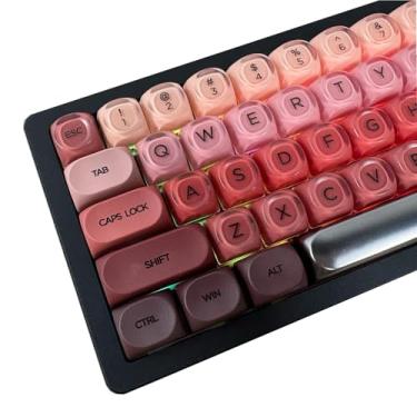 Imagem de Fejwlvs Berry Kiss-Pro Theme Red Jelly HOA Profile Key Cap, teclas PBT, teclas personalizadas fofas 132 teclas (para teclados gamer MX Switch) - Batom gradiente