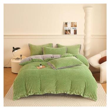 Imagem de Milk Smooth Conjunto de capa de edredom quente, conjunto de cama simples, solteiro, Queen, tamanho europeu, cama (solteiro verde)