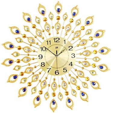 Imagem de U5GAAALPPQ9 Relógio pendente para sala de estar, personalidade criativa europeia, arte pastoral, relógio de quartzo, pavão, relógio de parede silencioso