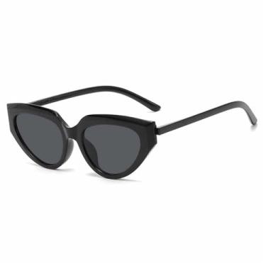Imagem de Óculos de Sol Jelly Color Cat Eye Feminino Punk Masculino UV400 para Esportes ao Ar Livre, Corrida e Ciclismo, Preto e Cinza